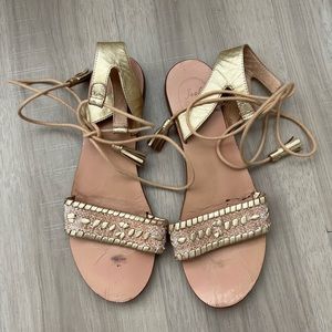 Jack Rogers Tate Raffia Gold Size 8